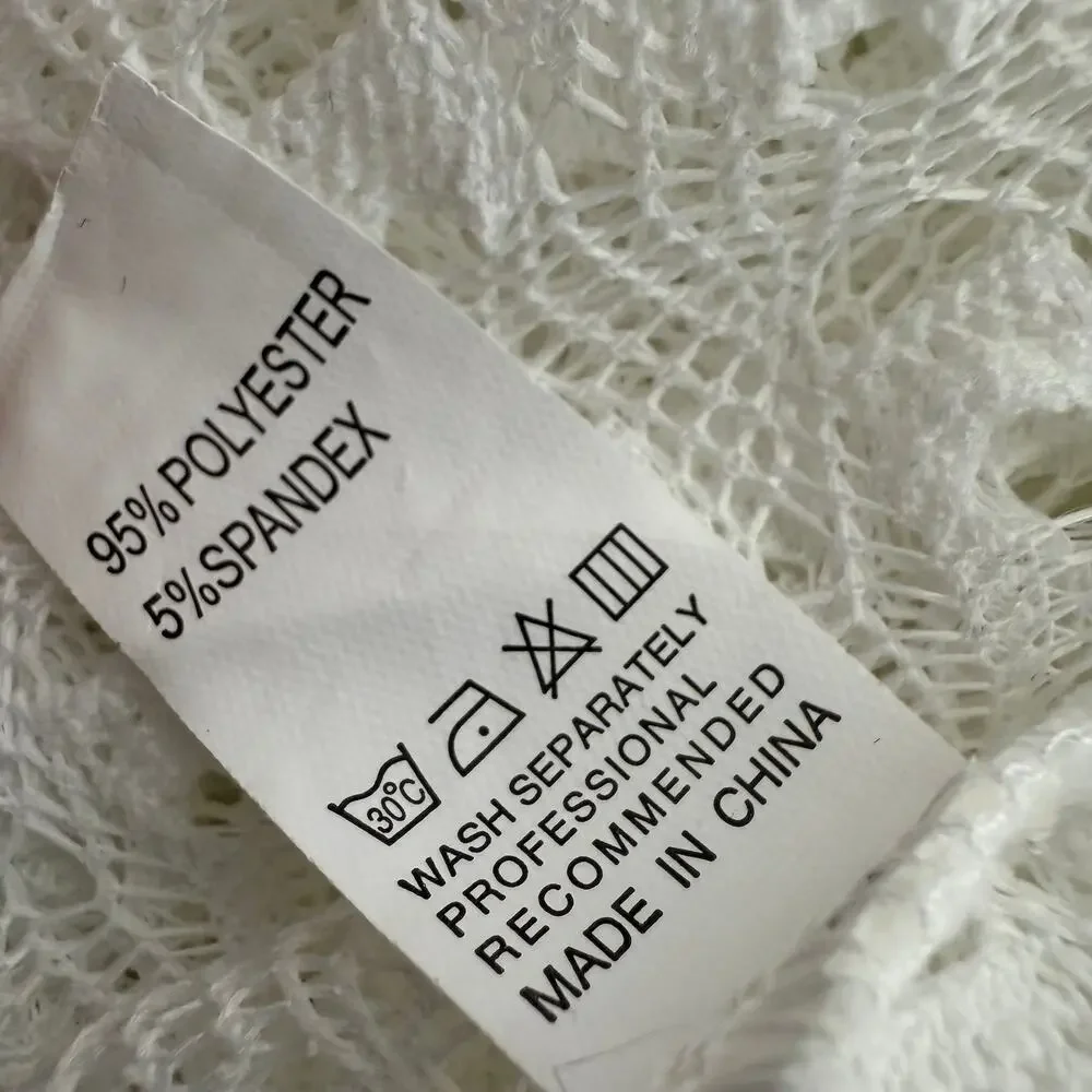 NWT Sunfere Womens Long Sleeve Open Knit Crochet Swimsuit White Cover-Up Dress - Picture 8 of 8